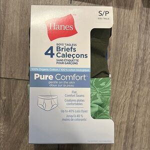 NEW pack of four Hanes Briefs Pure Comfort 100% organic cotton size S 6 yrs